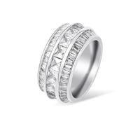 QSYJCCXD Anello da uomo in mossanite a 3 livelli, con taglio smeraldo, 3 livelli di fascino, 3 volte il fascino, triplo the wow, regalo per la festa del papà, 7, A