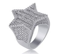 QSYJCCXD Anello di design a cinque stelle in oro 14K, anello maschile moissanite densamente set, un regalo stellare per trend setter e visionari, regalo per la festa del papà
