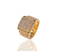 QSYJCCXD Anello moissanita Gold Square 14K, celebra i successi, il dono impressionante per le pietre miliari degli uomini