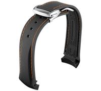 QSYJCCXD Banda da orologio in gomma curva da 20 mm 2 mm per cinghie di orologio Seamaster Omega con braccialetti di lusso a fibbia pieghevole in silicone