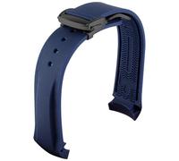 QSYJCCXD Banda da orologio in gomma curva da 20 mm 2 mm per cinghie di orologio Seamaster Omega con braccialetti di lusso a fibbia pieghevole in silicone