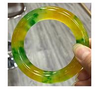 QSYJCCXD Braccialetti smeraldo classe ghiaccio trasparente colore verde giallo colore abbinata in giada jade bracciale da fare donne gifts (61-62mm)
