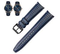 QSYJCCXD Canda di guardia in pelle in pelle di mucca intrecciata per IWC IW344205 CRONOGRAGO Portoghese pilota pilota Portofino pieghevole fibbia cinturino 22mm 20mm blu nero di guardia