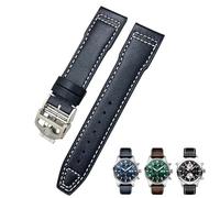 QSYJCCXD Canda d'oro di guardia da 21 mm da 20 mm in pelle di mucca adatta per i braccialetti di orologi blu di orologi per orologi blu