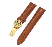 QSYJCCXD Cinta d'oro in pelle genuina 19mm 20mm 22 mm di orologeria per fasce Wath con acciaio inossidabile schierarsi da uomo chiusura