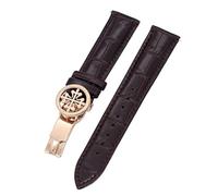 QSYJCCXD Cinta d'oro in pelle genuina 19mm 20mm 22 mm di orologeria per fasce Wath con acciaio inossidabile schierarsi da uomo chiusura
