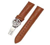 QSYJCCXD Cinta d'oro in pelle genuina 19mm 20mm 22 mm di orologeria per fasce Wath con acciaio inossidabile schierarsi da uomo chiusura