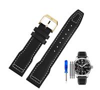 QSYJCCXD Cinta d'oro vera in pelle per i piloti IWC Little Prince Male Mark 18 Big Fly Portogallo morbido comodo orologio da 20mm braccialetto da 20 mm