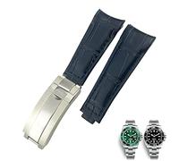 QSYJCCXD Cinturino in pelle con estremità curva da 20 mm, adatto per braccialetti 116610 Submariner Oyster GMT Daytona Slide Lock Buckle in pelle bovina, 20mm-Gold Buckle