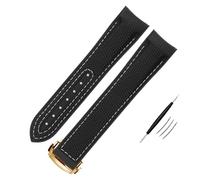 QSYJCCXD Cinturino in Silicone Nylon Ad Alta Densità Per Omega Watch Band 20mm 21mm 22mm Cinturino In Gomma Fibbia Pieghevole Fine Curva Orologi Da Polso Cintura, 20mm