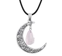 QSYJCCXD Collana al Quarzo Collana Forma della Luna con Ciondolo in Quarzo Rosa per Le Donne Regalo