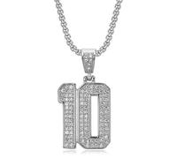 QSYJCCXD Collana di Gioielli in Acciaio Inossidabile in Acciaio Inossidabile Set di Diamanti Oro bloccato Numero 10 Collana a Sospensione Catena Maschile e Femminile