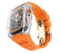 QSYJCCXD Custodia di orologio trasparente+kit mod tra cinturino in gomma ， per serie 8 7 6 5 4 SE 45mm 44mm Ultra 49mm Kit di modifica RM Style Watch Band