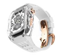 QSYJCCXD Custodia di orologio trasparente+kit mod tra cinturino in gomma ， per serie 8 7 6 5 4 SE 45mm 44mm Ultra 49mm Kit di modifica RM Style Watch Band