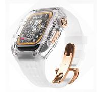 QSYJCCXD Custodia di orologio trasparente+kit mod tra cinturino in gomma , per serie 8 7 6 5 4 SE 45mm 44mm Ultra 49mm Kit di modifica RM Style Watch Band