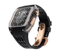 QSYJCCXD Custodia di orologio trasparente+kit mod tra cinturino in gomma ， per serie 8 7 6 5 4 SE 45mm 44mm Ultra 49mm Kit di modifica RM Style Watch Band