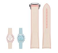 QSYJCCXD Fascia d'oro di silicone in gomma cinghia di orologio da 20 mm per omega x giunto di scambiata Moonswatch Celestial Sports Curved Watches Band