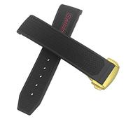 QSYJCCXD Fascia d'oro in gomma 22mm 20mm 19mm 21mm cinghia di orologio per omega speedmaster heritage seamaster silicone impermeabile bracciale sportivo