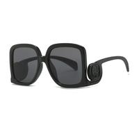 QSYJCCXD Lusso Big Frame Occhiali Da Sole Donne Per Gli Uomini Alla Moda Punk Occhiali Da Sole Vintage Oversize Rosa Ladies Shades, Nero nero, Taglia unica
