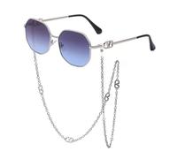 QSYJCCXD Metallo di Lusso con Occhiali da Sole poligoni Unici a Catena Classici Occhiali da Sole in Moda retrò Uv400