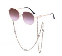 QSYJCCXD Metallo di Lusso con Occhiali da Sole poligoni Unici a Catena Classici Occhiali da Sole in Moda retrò Uv400