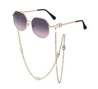 QSYJCCXD Metallo di Lusso con Occhiali da Sole poligoni Unici a Catena Classici Occhiali da Sole in Moda retrò Uv400