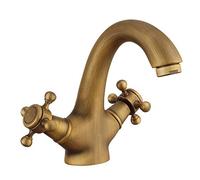 QSYJCCXD Mixer di Bacino di Ottone Antico Tocca Due Manici per lavandino Bagno Rubinetto Acqua