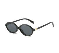 QSYJCCXD Moda Piccolo Ovale Occhiali Da Sole Donne Tonalità UV400 Vintage Clear Ocean Lens Uomini Punk Tendenza Occhiali Da Sole, Nero grigio, Taglia unica