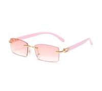 QSYJCCXD Moda Piccolo Rettangolo Donne Occhiali Da Sole Vintage Senza Montatura Trasparente Oceano Gradiente Occhiali Da Sole Uomini Tonalità UV400, Rosa, Taglia unica