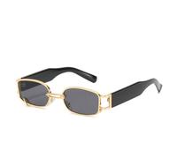QSYJCCXD Moda popolare piccolo rettangolo donne occhiali da sole di lusso vintage punk uomini occhiali da sole sfumature UV400, Grigio Dorato, Taglia unica