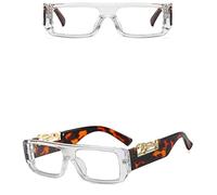 QSYJCCXD Moda Rettangolo Occhiali Da Sole Donne Uomini Gradienti Lens PC Frame Leopard Decorare Occhiali Da Sole UV400, C8., Taglia unica