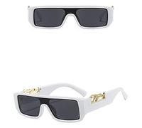 QSYJCCXD Moda Rettangolo Occhiali Da Sole Donne Uomini Gradienti Lens PC Frame Leopard Decorare Occhiali Da Sole UV400, C3, Taglia unica