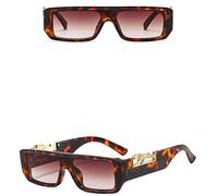 QSYJCCXD Moda Rettangolo Occhiali Da Sole Donne Uomini Gradienti Lens PC Frame Leopard Decorare Occhiali Da Sole UV400, C5, Taglia unica