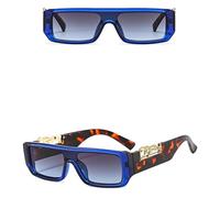 QSYJCCXD Moda Rettangolo Occhiali Da Sole Donne Uomini Gradienti Lens PC Frame Leopard Decorare Occhiali Da Sole UV400, C6, Taglia unica