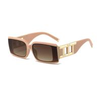 QSYJCCXD Moda Rettangolo Occhiali Da Sole Donne Uomini Leopard Style Decorazione D'epoca Gradienti Lente PC Frame UV400, C3, Taglia unica