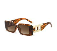 QSYJCCXD Moda Rettangolo Occhiali Da Sole Donne Uomini Leopard Style Decorazione D'epoca Gradienti Lente PC Frame UV400, C2, Taglia unica