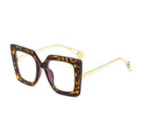 QSYJCCXD Moda Veneziana Pearl Overize Occhiali da sole Quadrati Retro Donne Occhiali Telaio, Leopardo Trasparente, Taglia unica