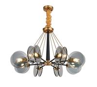 QSYJCCXD Moderno Ambra/Grigio Vetro e14 lampadario a LEDelier Lucido in Metallo Oro Semi -Pendente del lampadario Illuminazione a LED Lampada a LED, lampadario