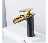 QSYJCCXD Moderno GOTTO Nero Nero Short Taglietta da Bagno a Cascata a Cascata Singola Mixer Brass Mixer Tap per Il lavandino Caldo e Freddo Mixer Acqua Calda Tocca