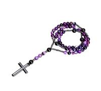 QSYJCCXD Nuova 2025 8mm in Pizzo Viola Agata Catholic Christ Rosary Collane per Donne Cross Ci Pendant Mala Gioielli Regali con Accessori Regali creativi Trendy Creative