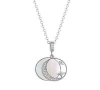 QSYJCCXD Nuova 2026 925 Sterling Silver Zircon Star Moon Shell Round Pendant Choker Collana per Le Donne Accessori per gioielleria Classica con Il Tuo Regalo Creativo alla Moda
