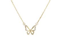QSYJCCXD Nuova 2026 Unisex Luxuria 925 Sterling Silver Hollo Zircone Butterfly 14K Gold Pendant Choker Necklace Female Decorazione FINE Decorazione con Te Accessori Migliori per Donne e Uomini