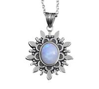 QSYJCCXD Nuova 2026 Unisex Noble FASHIE S925 STERING SPENDANT NACCE Ovale 7 * 9 Settembre Moonstone Flower Vintage Flower Party with You Accessori Trendy Best for Gift Women And Men