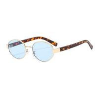 QSYJCCXD Nuovi Occhiali da Sole ovali 2025 Retro Metal Women Lens Extesi
