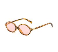 QSYJCCXD Nuovo 2025 di Modo Piccolo Ovale Occhiali Da Sole Delle Donne Tonalità UV400 Vintage Clear Ocean Lens Uomini Punk Tendenza Occhiali Da Sole, Leopardo rosa., Taglia unica