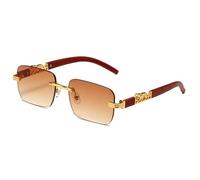QSYJCCXD Nuovo 2025 Metallo Leopard Rimless Rettangolo Occhiali Da Sole Vintage Per Gli Uomini Occhiali Colorati Donne Gradiente Eyewear UV400, 3, Taglia unica