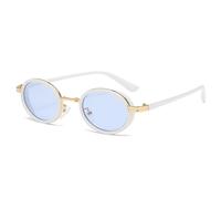 QSYJCCXD Nuovo 2025 Ovale Specchio Occhiali Da Sole Colore Della Caramella Donna Occhiali Da Sole Tonalità Signore Nero Occhiali Da Sole Femminili UV400 Occhiali, Oro Bianco Blu, Taglia unica