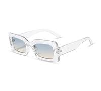 QSYJCCXD Occhiali da sole da donna moda vintage rettangolo cornice viola rosa occhiali quadrati ragazze occhiali da sole signore occhiali UV400, Tè Verde Chiaro, Taglia unica