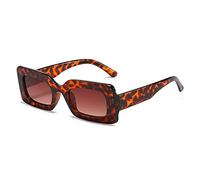 QSYJCCXD Occhiali da sole da donna moda vintage rettangolo cornice viola rosa occhiali quadrati ragazze occhiali da sole signore occhiali UV400, Tè Gradiente Leopardo, Taglia unica