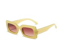 QSYJCCXD Occhiali da sole da donna moda vintage rettangolo cornice viola rosa occhiali quadrati ragazze occhiali da sole signore occhiali UV400, Tè verde gelatina, Taglia unica